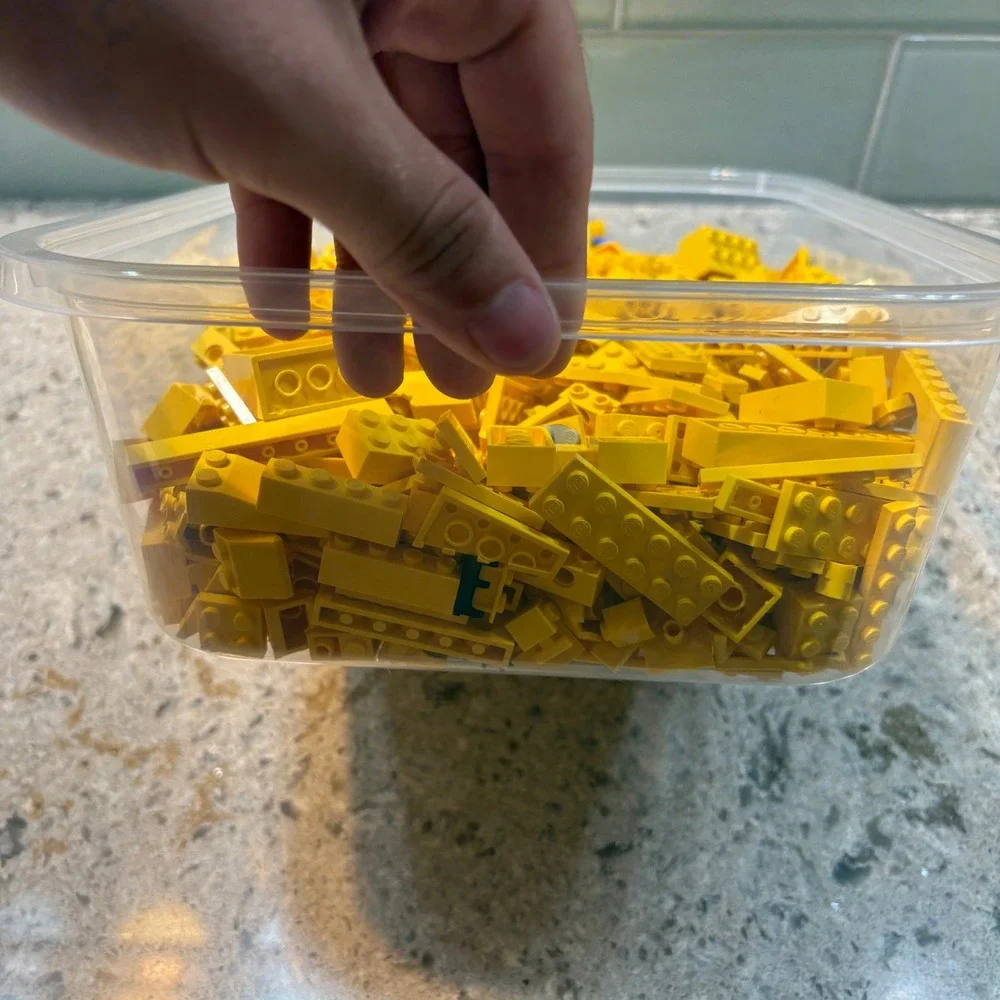LEGO Bulk Lot Yellow Bricks Plates Pieces 2.14lb Assortment